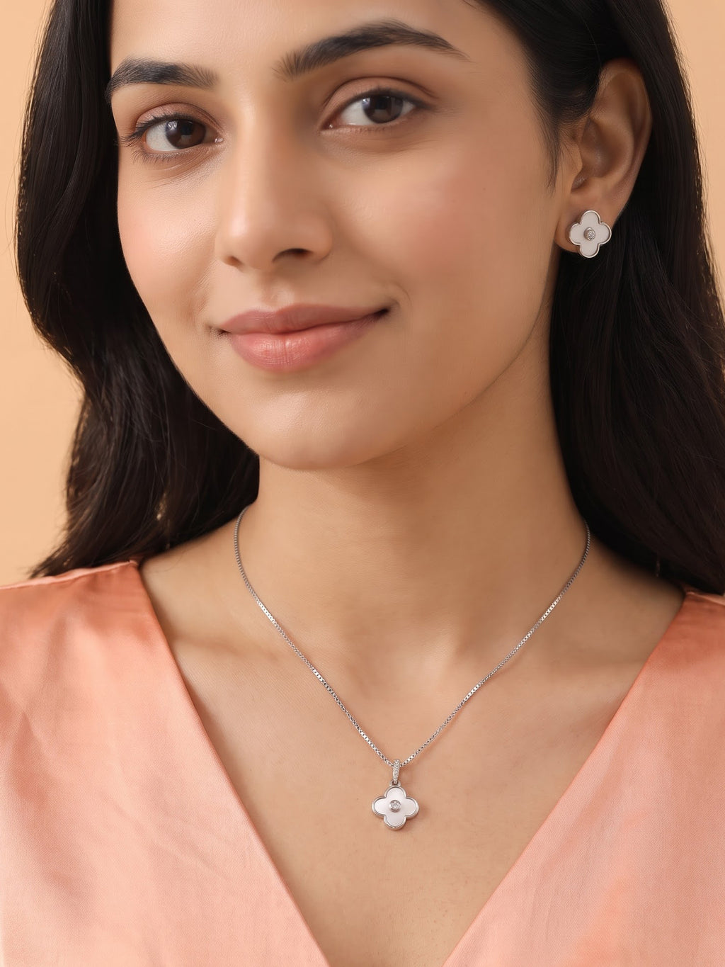 Serenade Mother-of-Pearl Clover Pendant & Stud Set