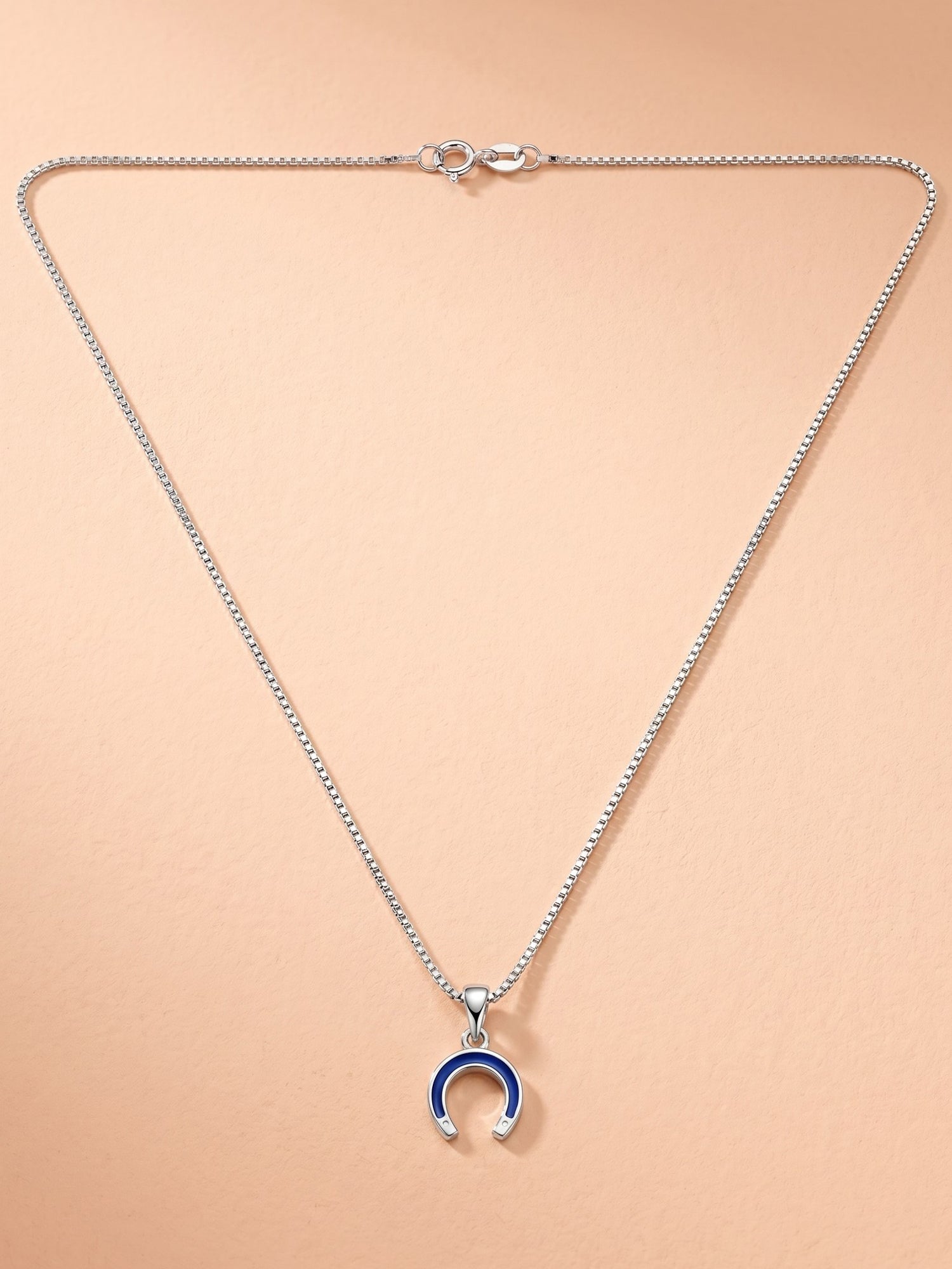 Kids Horseshoe Enamel Pendant Necklace