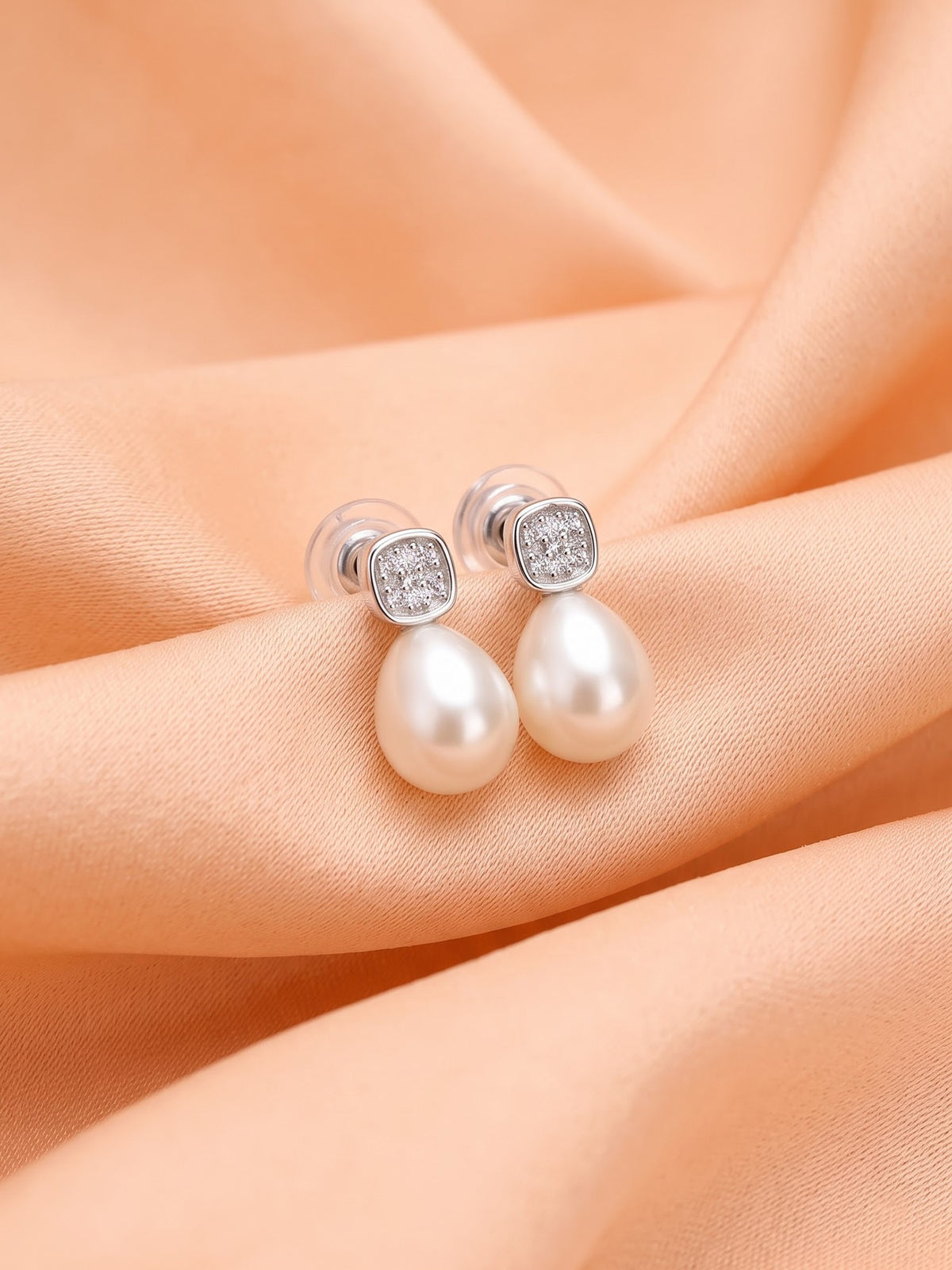 The Royale Teardrop Pearl & Pavé Stud Earrings
