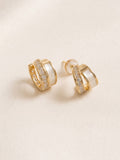 The Luminary Mother-of-Pearl & CZ Dual-Band Huggie Earrings