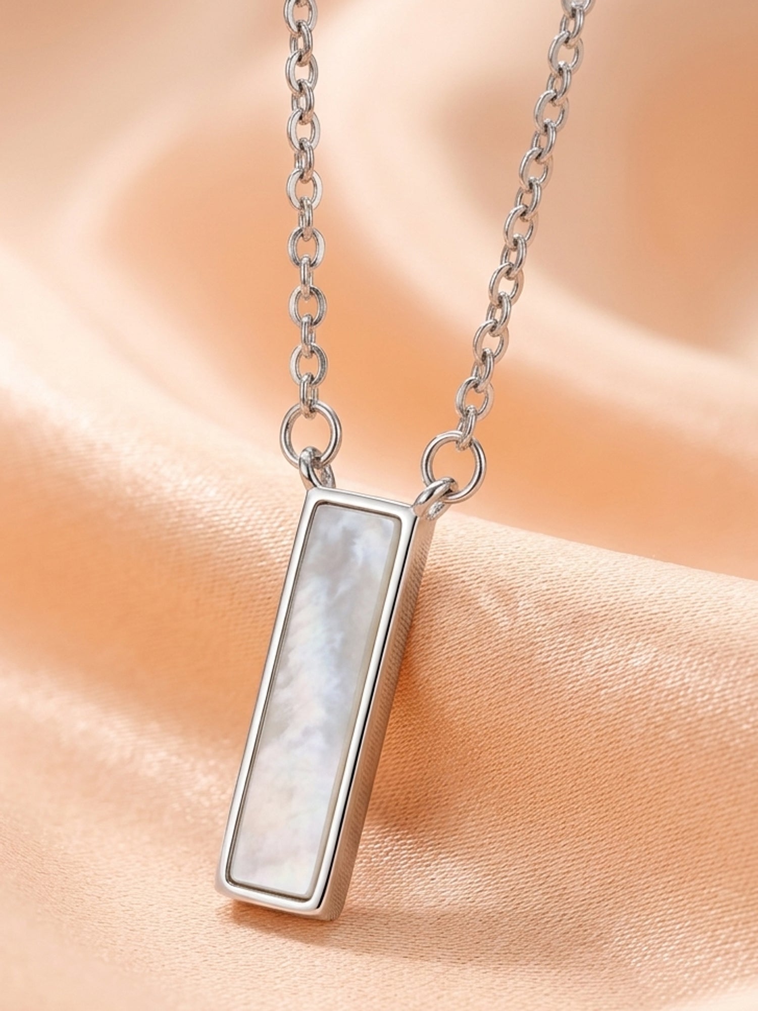 Mother of Pearl Vertical Bar Pendant Necklace