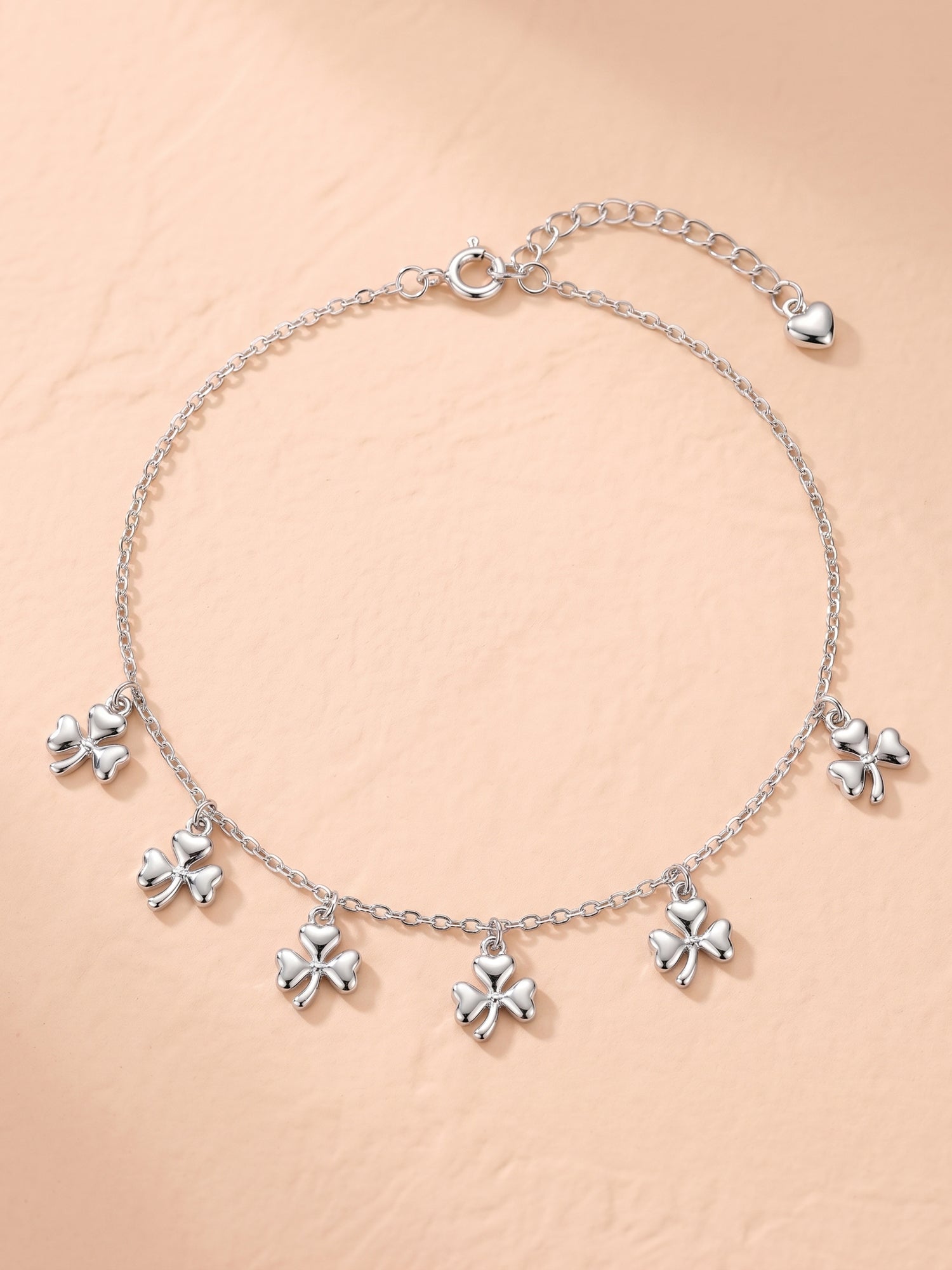 Three-Leaf Clover Charm Anklet