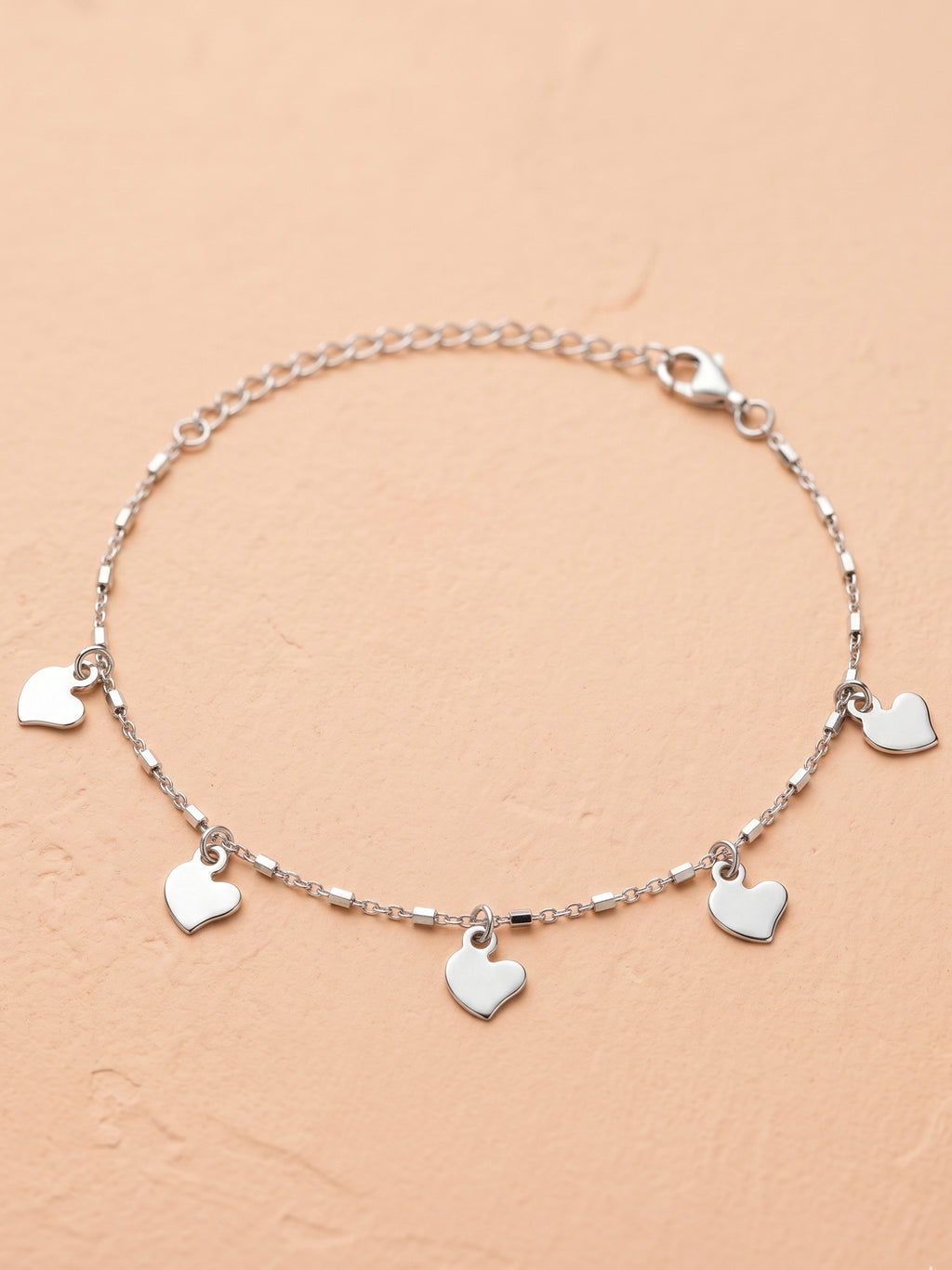 Silver Minimalist Rhythmic Heart Charm Bracelet