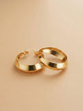 Polished Wide Flat Band Hoop Earrings