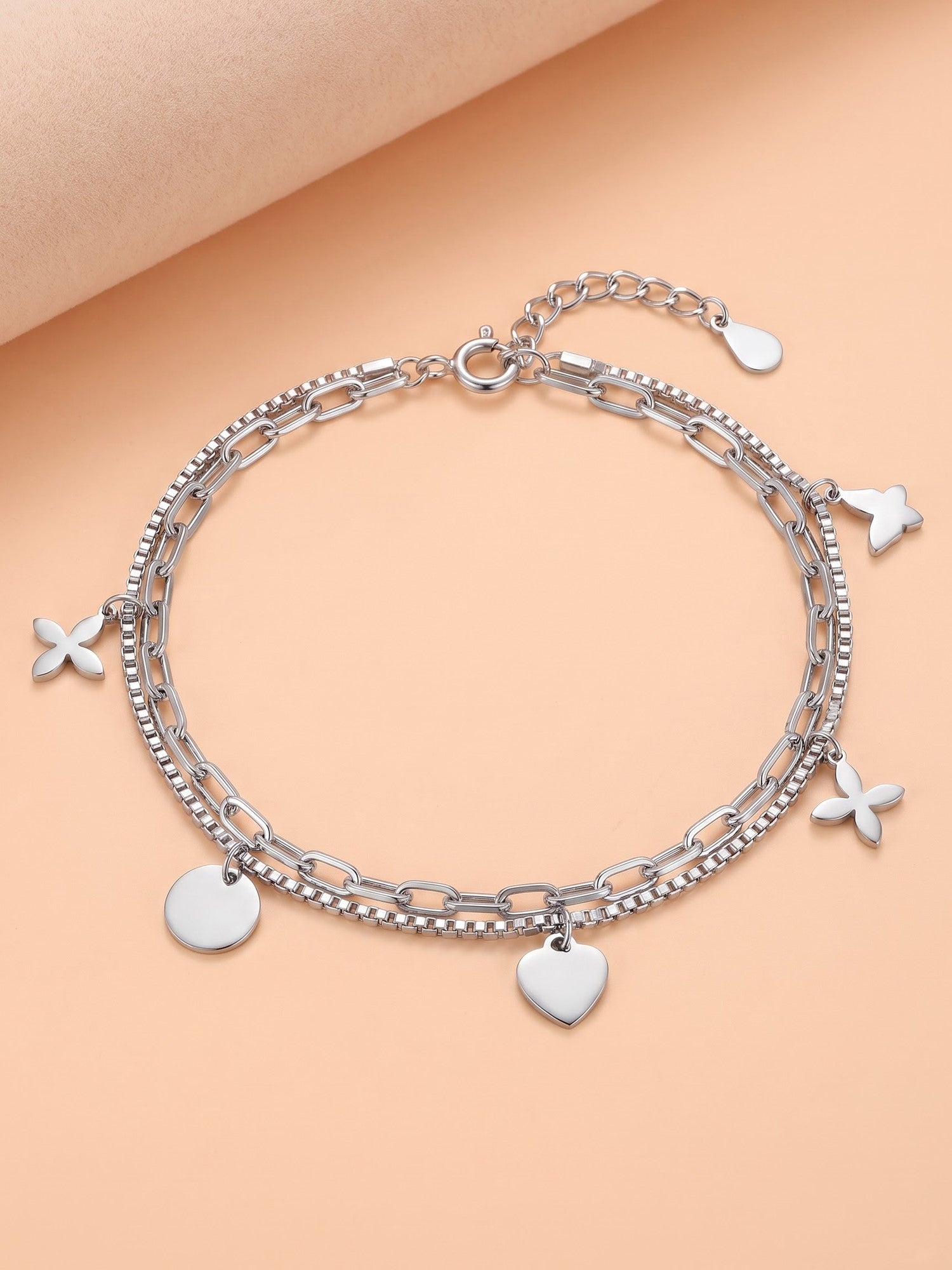 Celestial Charm Double-Layer Silver Anklet