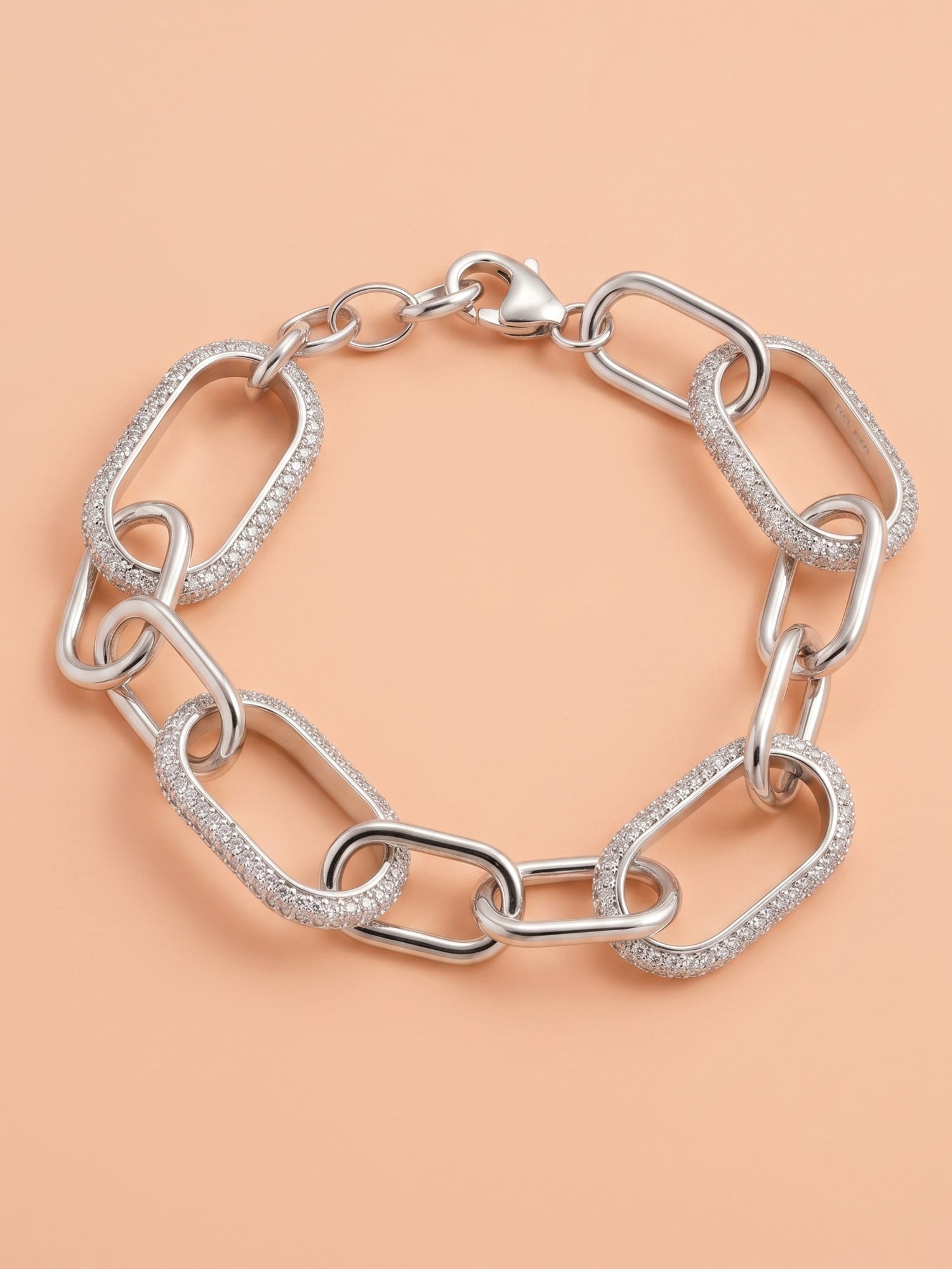 Pavé Alternating Oval Link Chain Bracelet