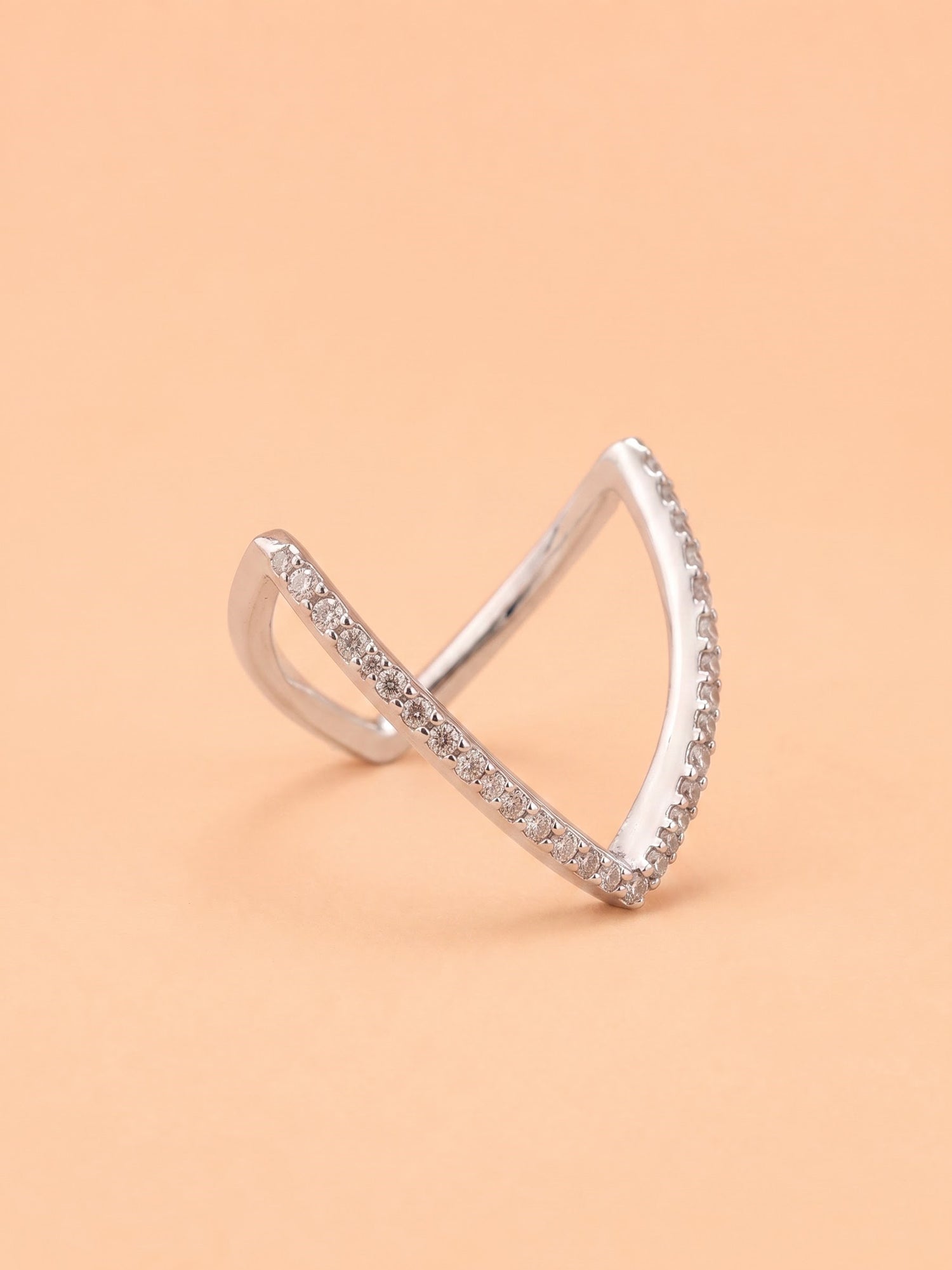 The Vertex Pavé Double-V Ring
