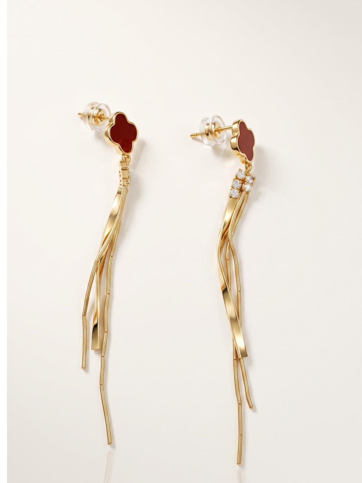 The Scarlet Clover Cascading Tassel Drop Earrings