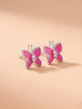 Sparkling Magenta Butterfly Studs