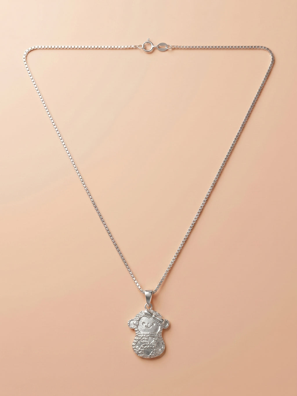 Engraved Teddy Girl Pendant Necklace for Kids