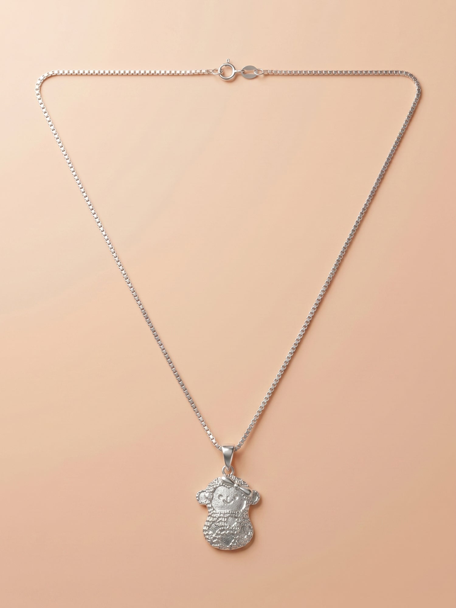 Engraved Teddy Girl Pendant Necklace for Kids