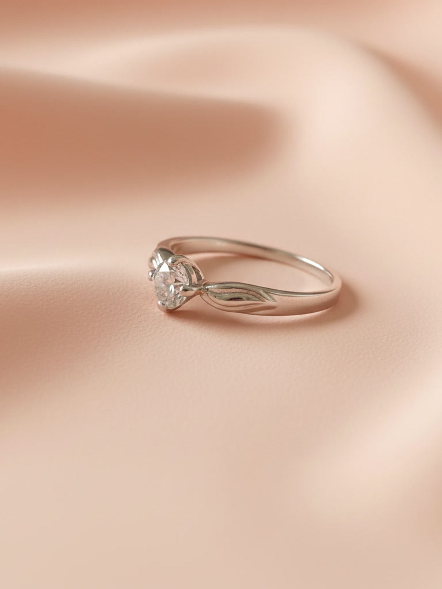 Silver Ethereal Scroll Solitaire Ring
