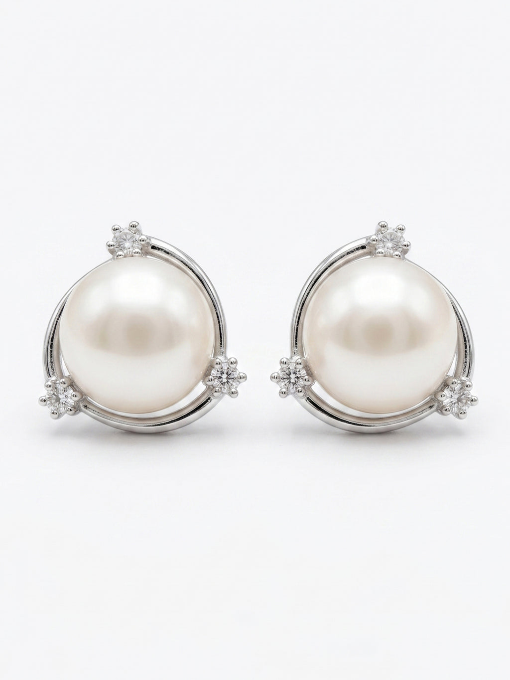 Lustrous Pearl & Pavé CZ Halo Stud Earrings