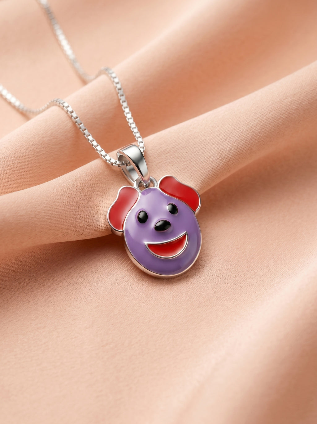 Kids Cartoon Puppy Enamel Pendant Necklace