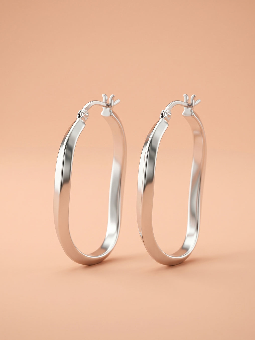 Silver Undulating Hoop Earrings