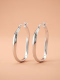 Silver Undulating Hoop Earrings
