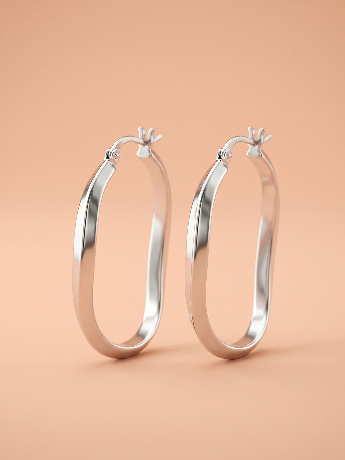 Silver Undulating Hoop Earrings