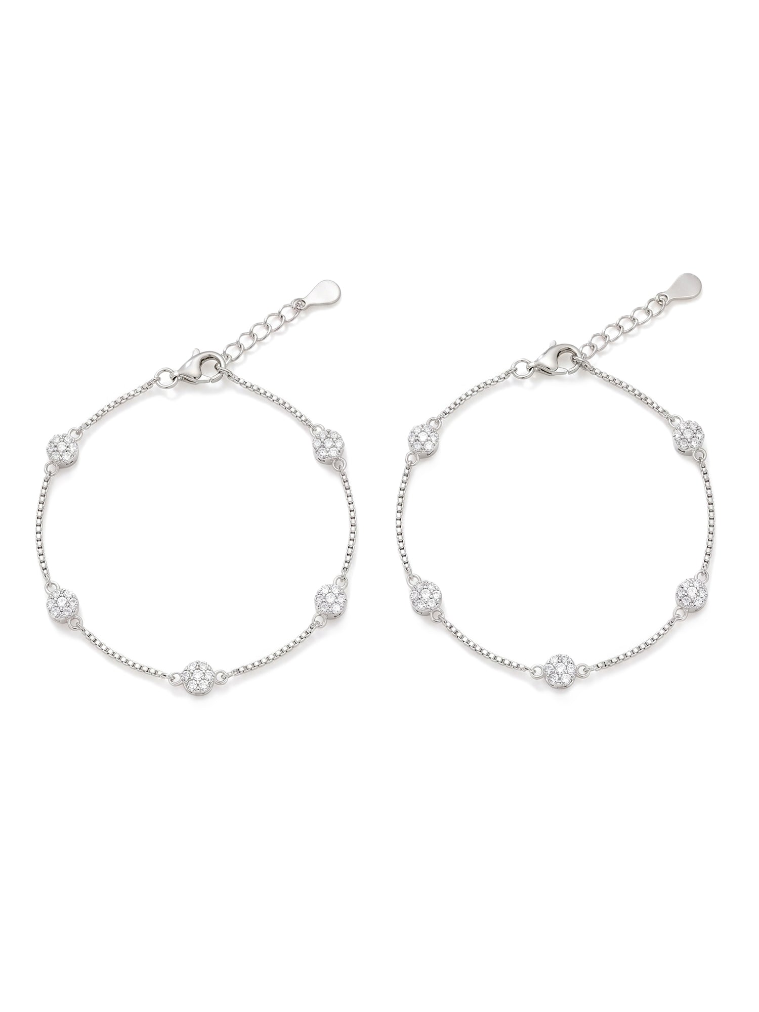 Celestial Floral Pavé Box Chain Anklet Pair