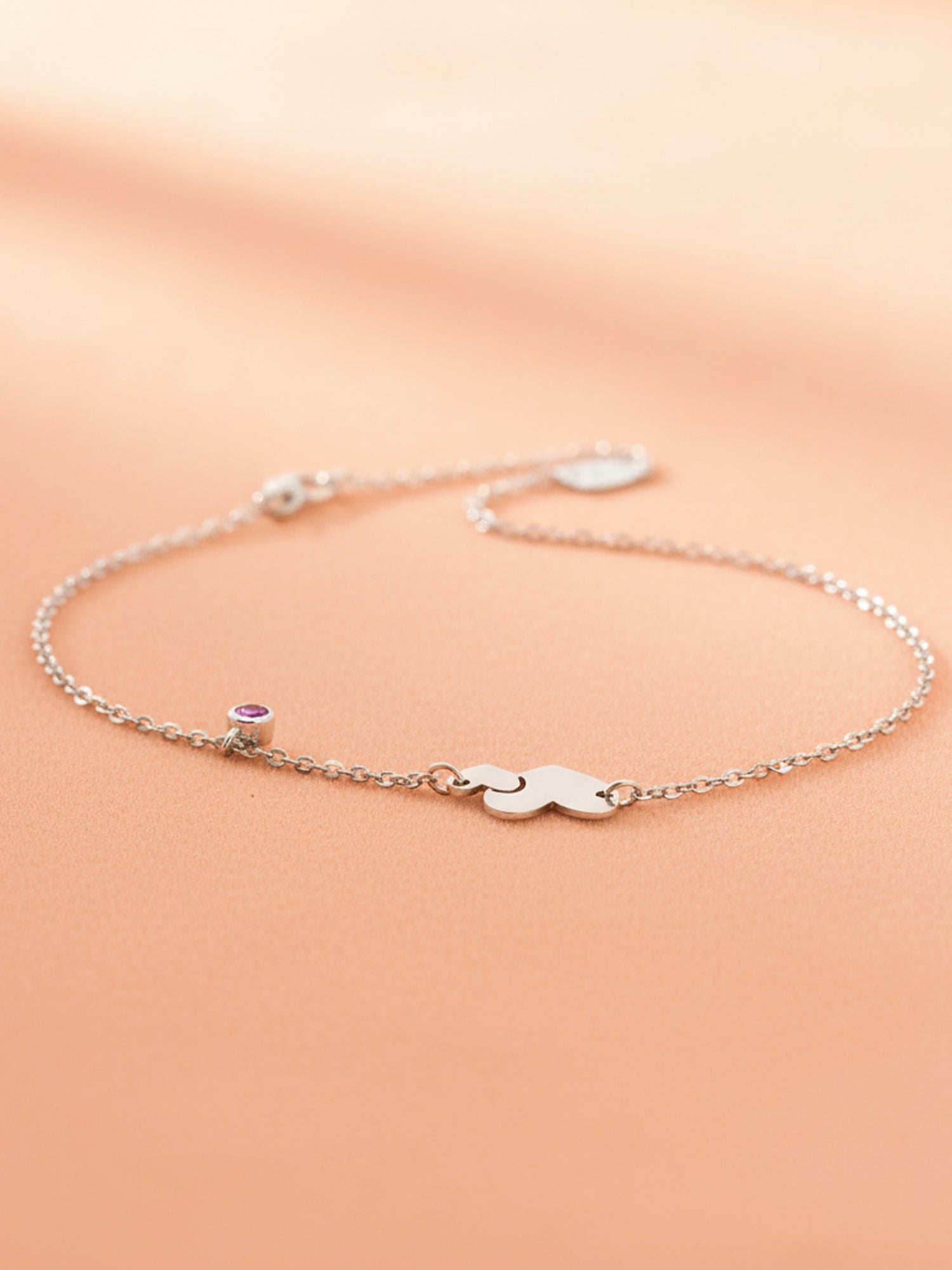 Eternal Bond Heart & Gemstone Anklet