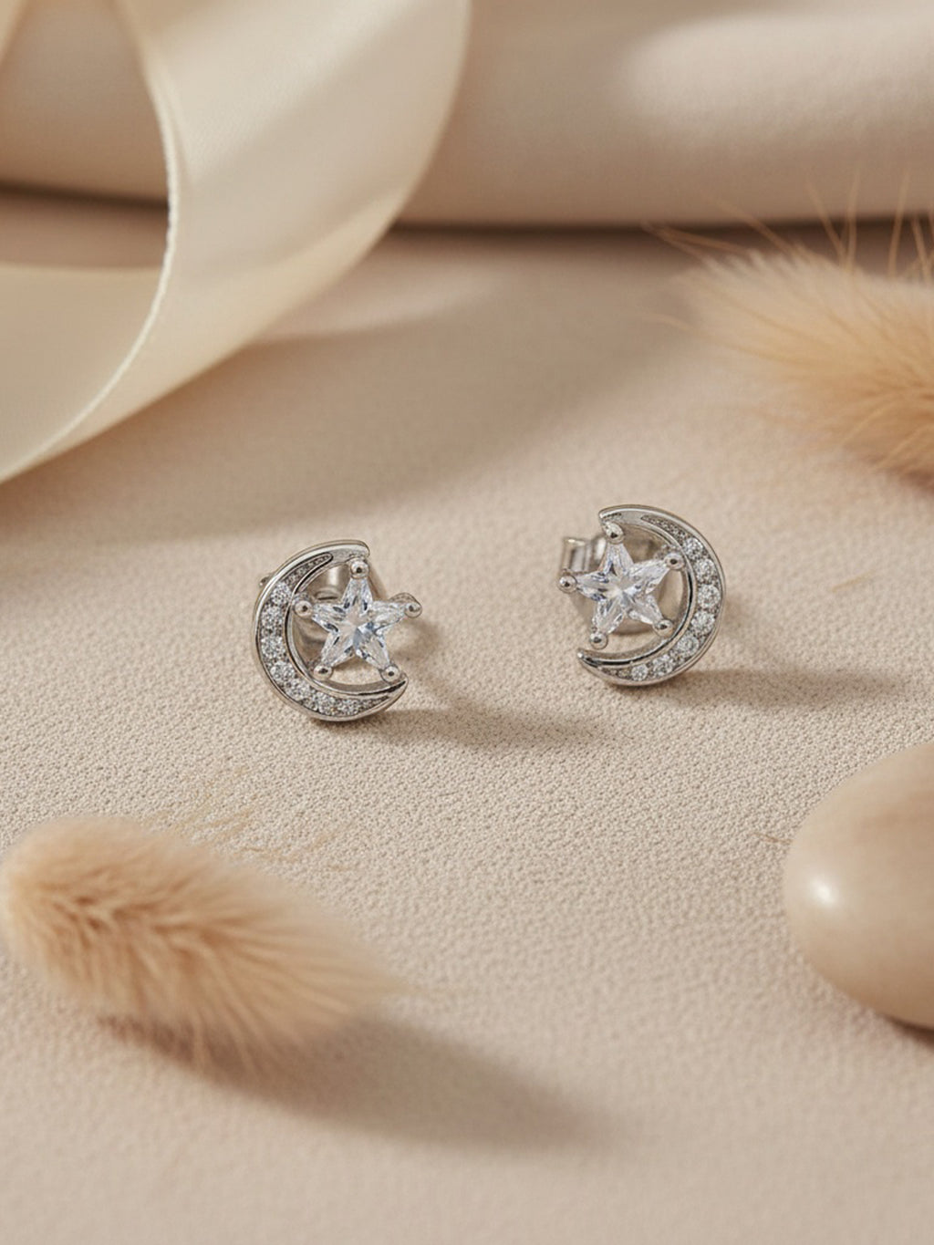 Celestial Crescent Star Studs
