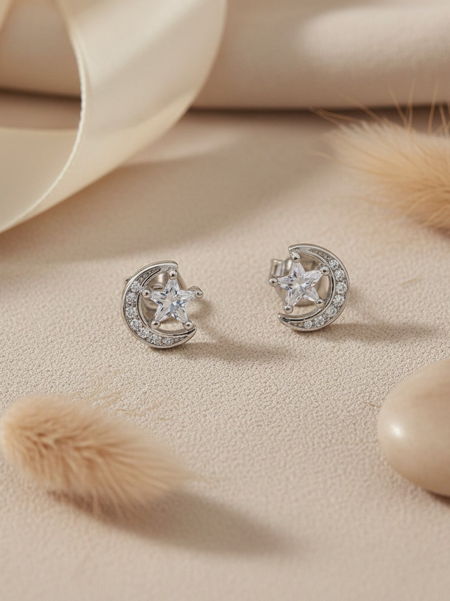 Celestial Crescent Star Studs