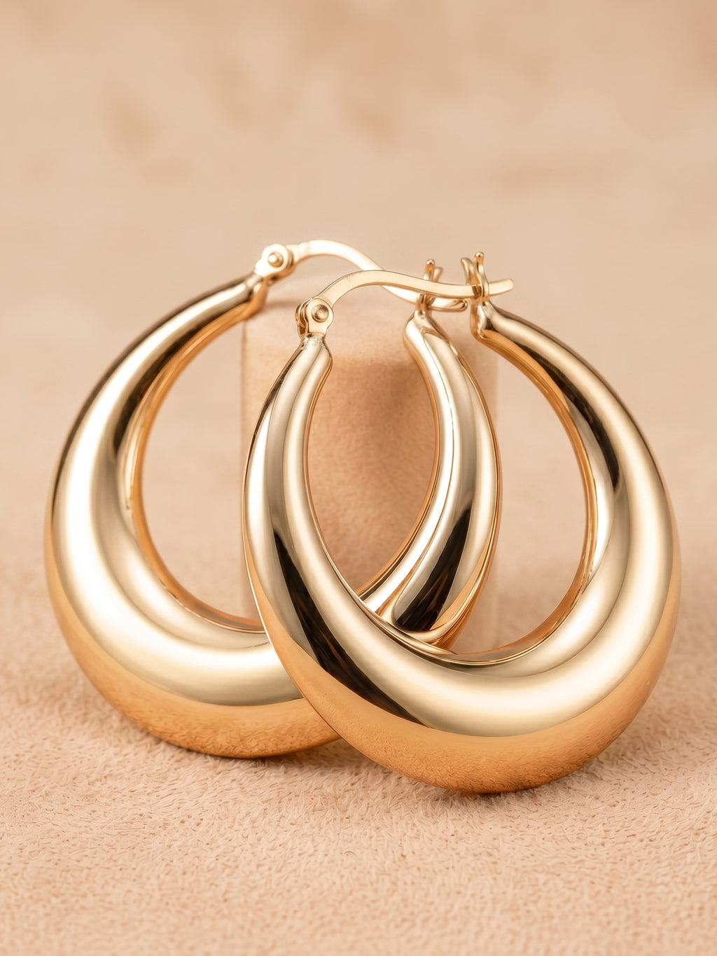 Polished Chunky Teardrop Hoop Earrings