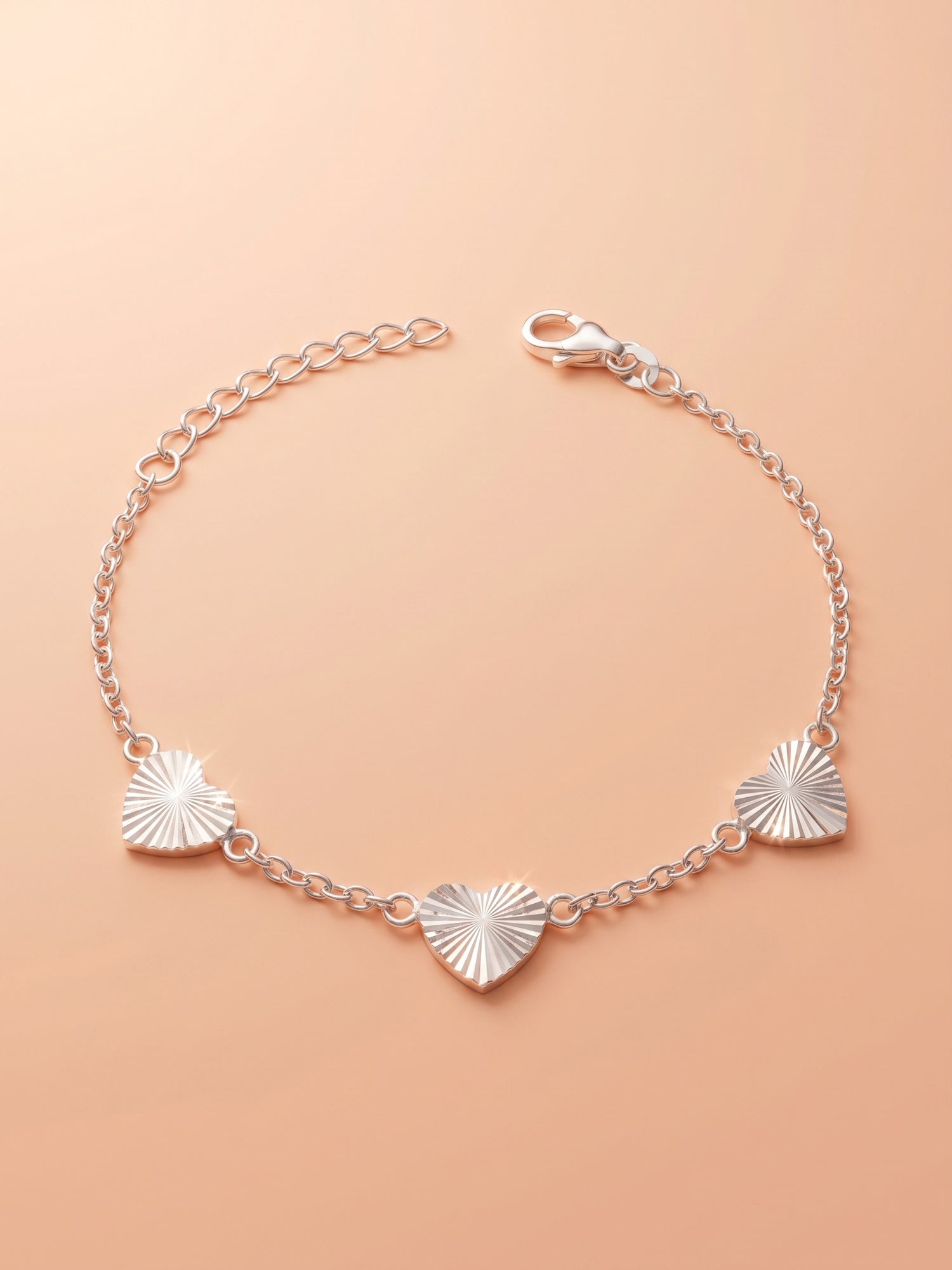 Sunburst Heart Station Cable Chain Bracelet