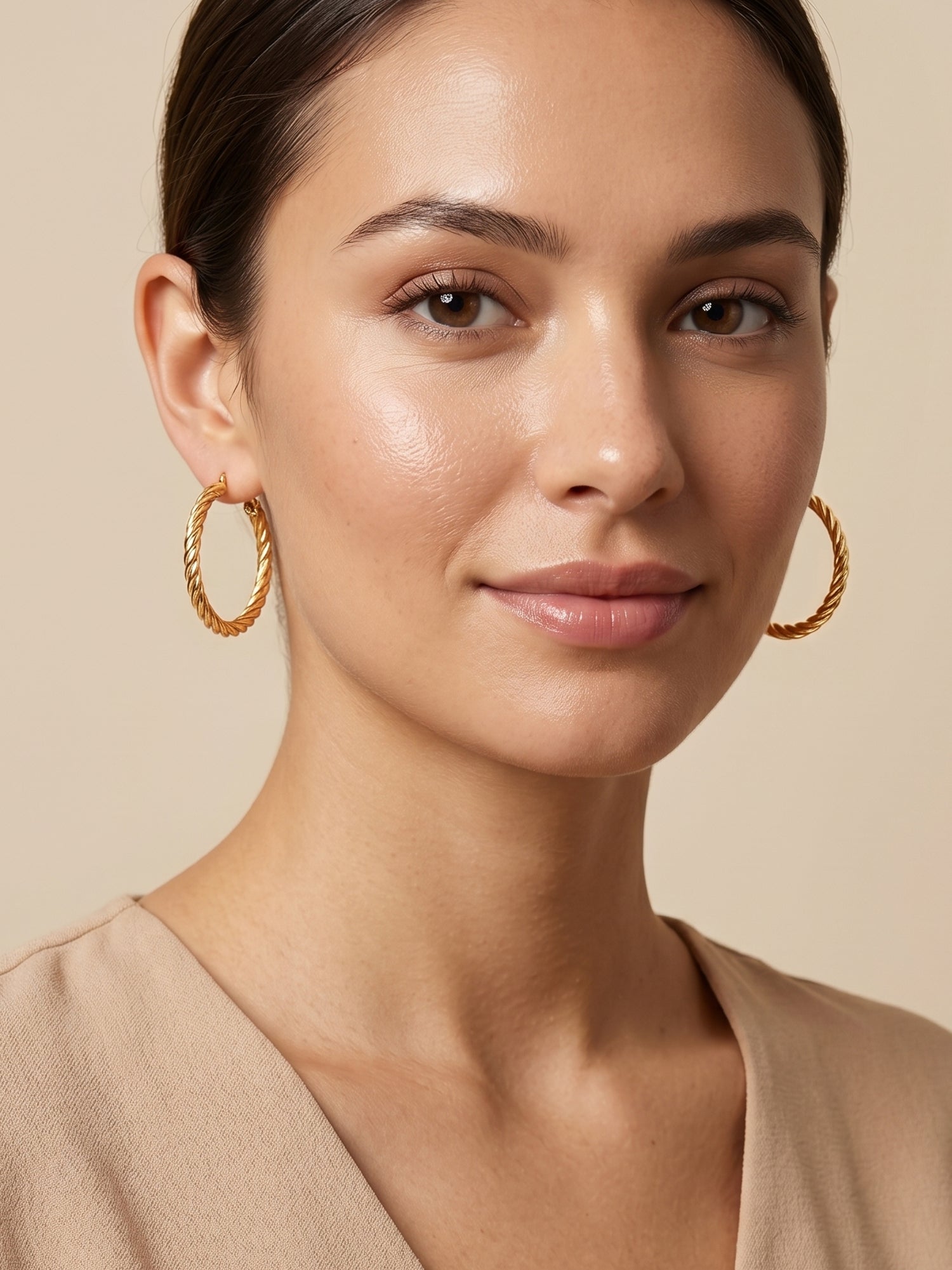 Gilded Rope Twist Hoops