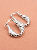 Sculptural Ribbed Oval Hoop Earrings