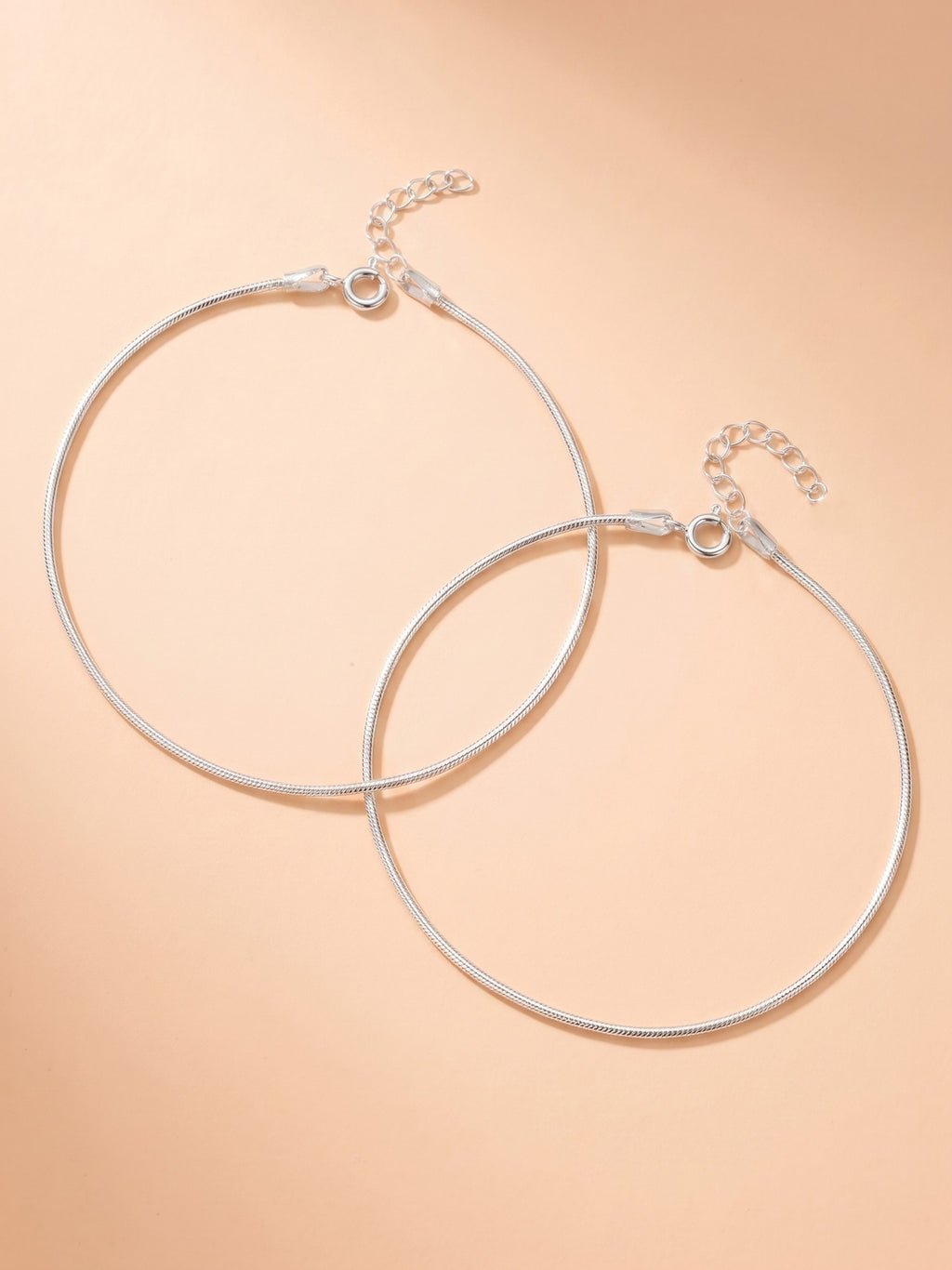 Plain Snake Chain Anklet Set of Two