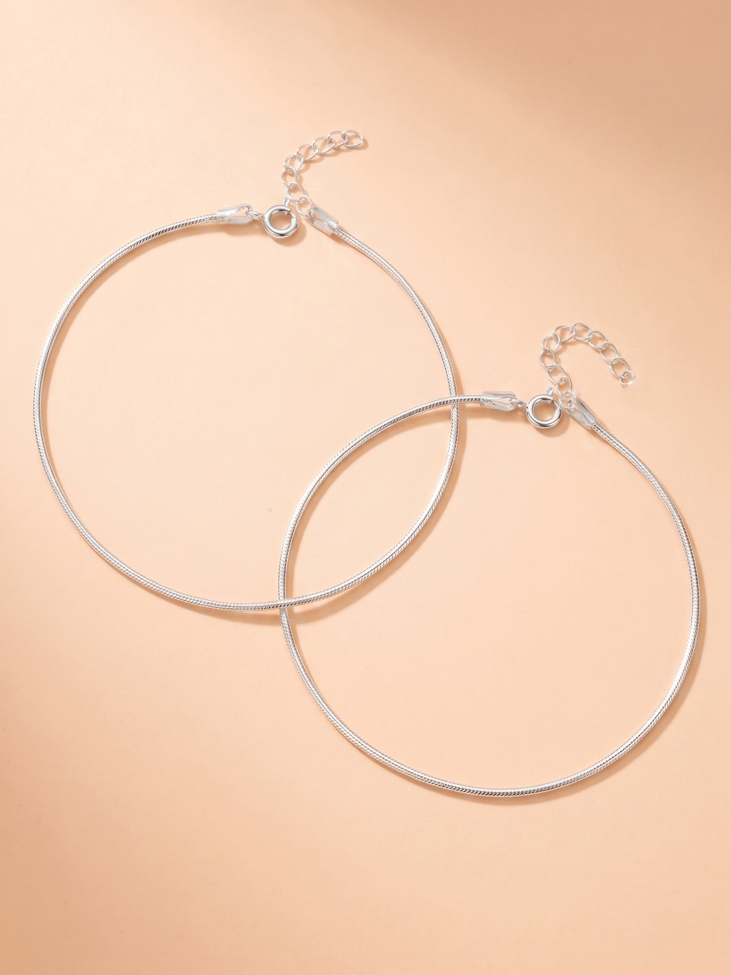 Plain Snake Chain Anklet Set of Two