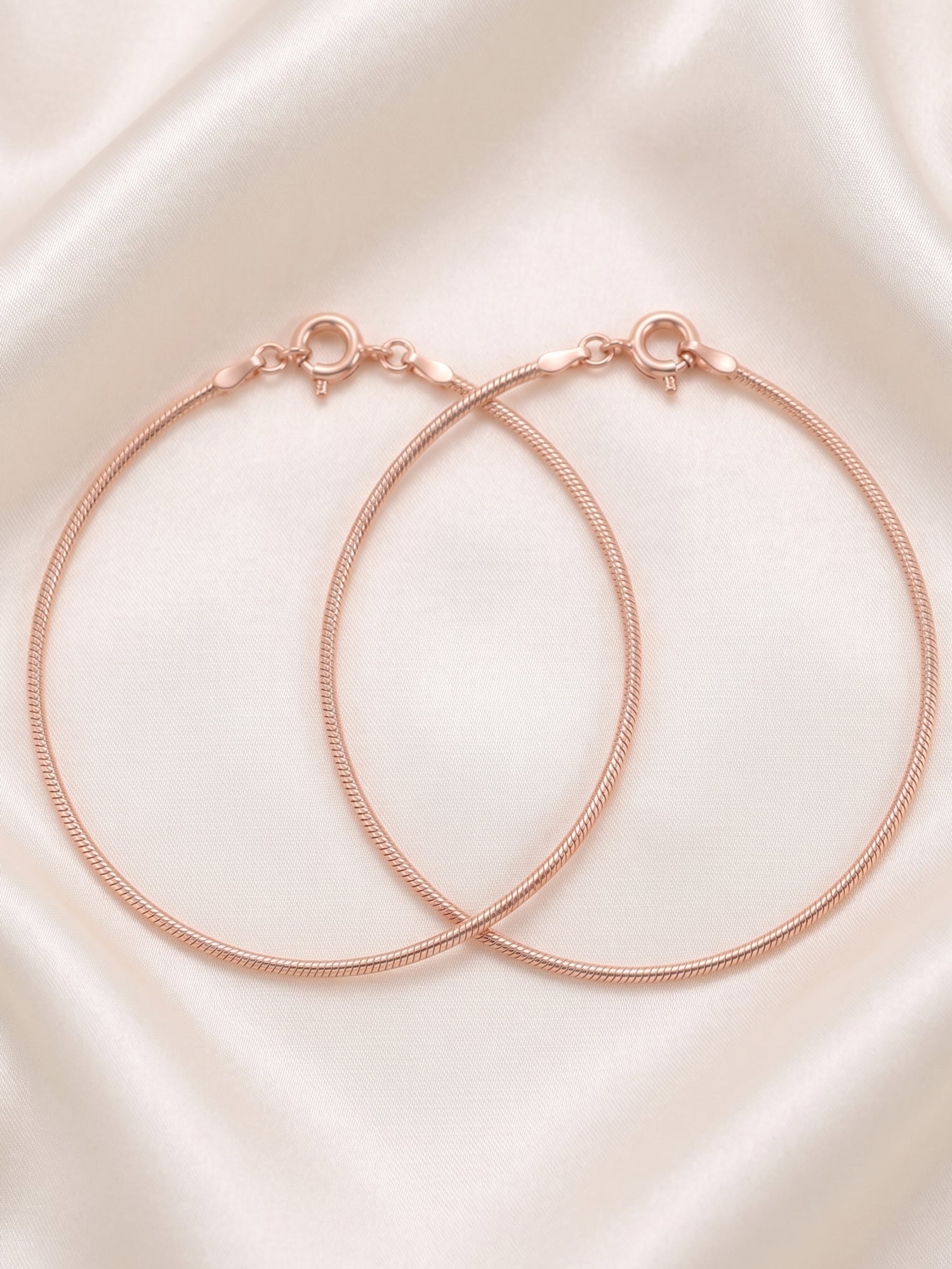 Roseate Luxe Snake Chain Anklet Pair