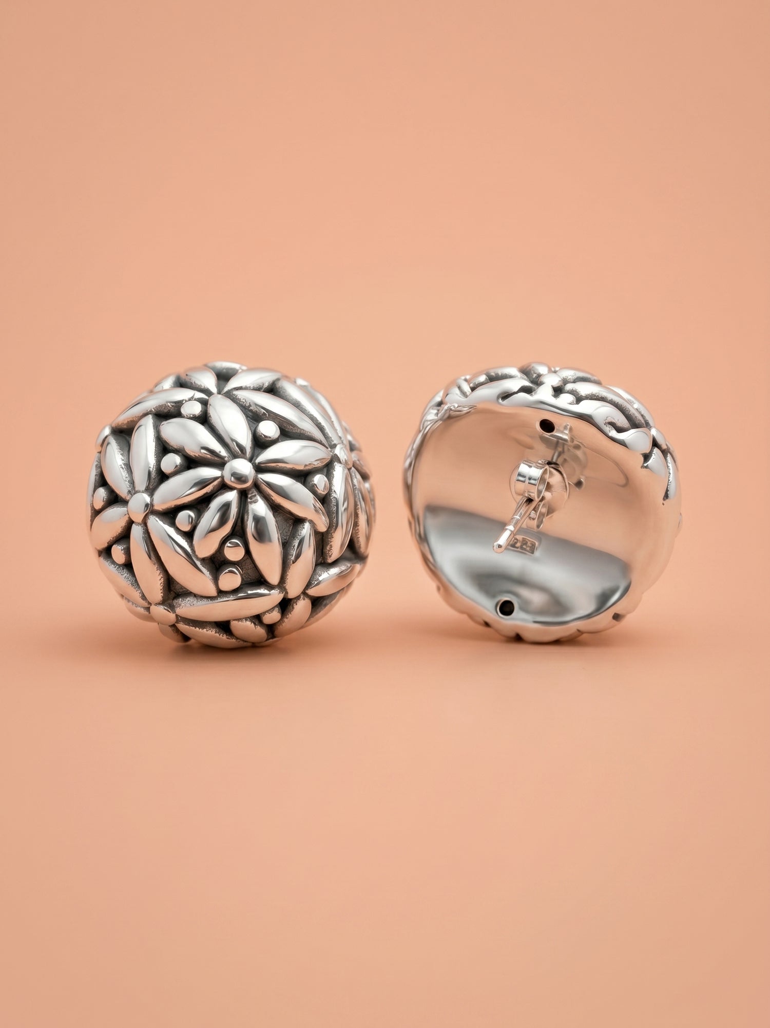 Floral Orb Sculptural Studs