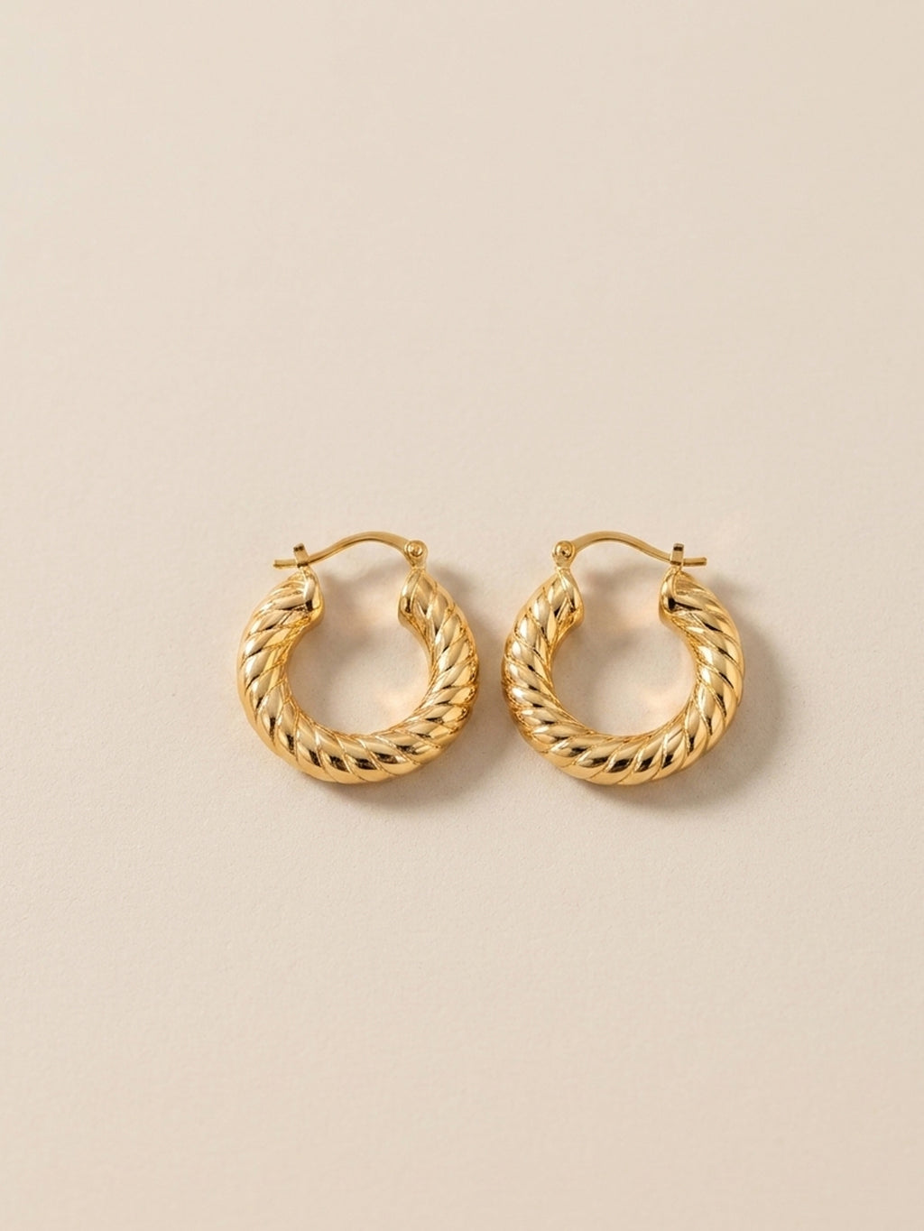 Twisted Rope Chunky Huggie Hoop Earrings