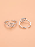 Interlocking Hearts Adjustable Toe Ring in 925 sterling silver — 925 Siller