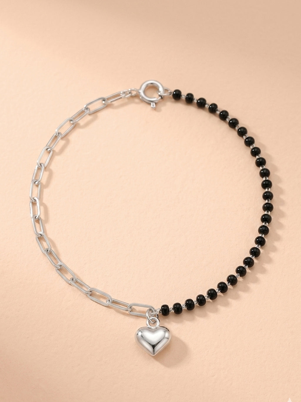 Silver Noir Heart Paperclip Nazariya Bracelet