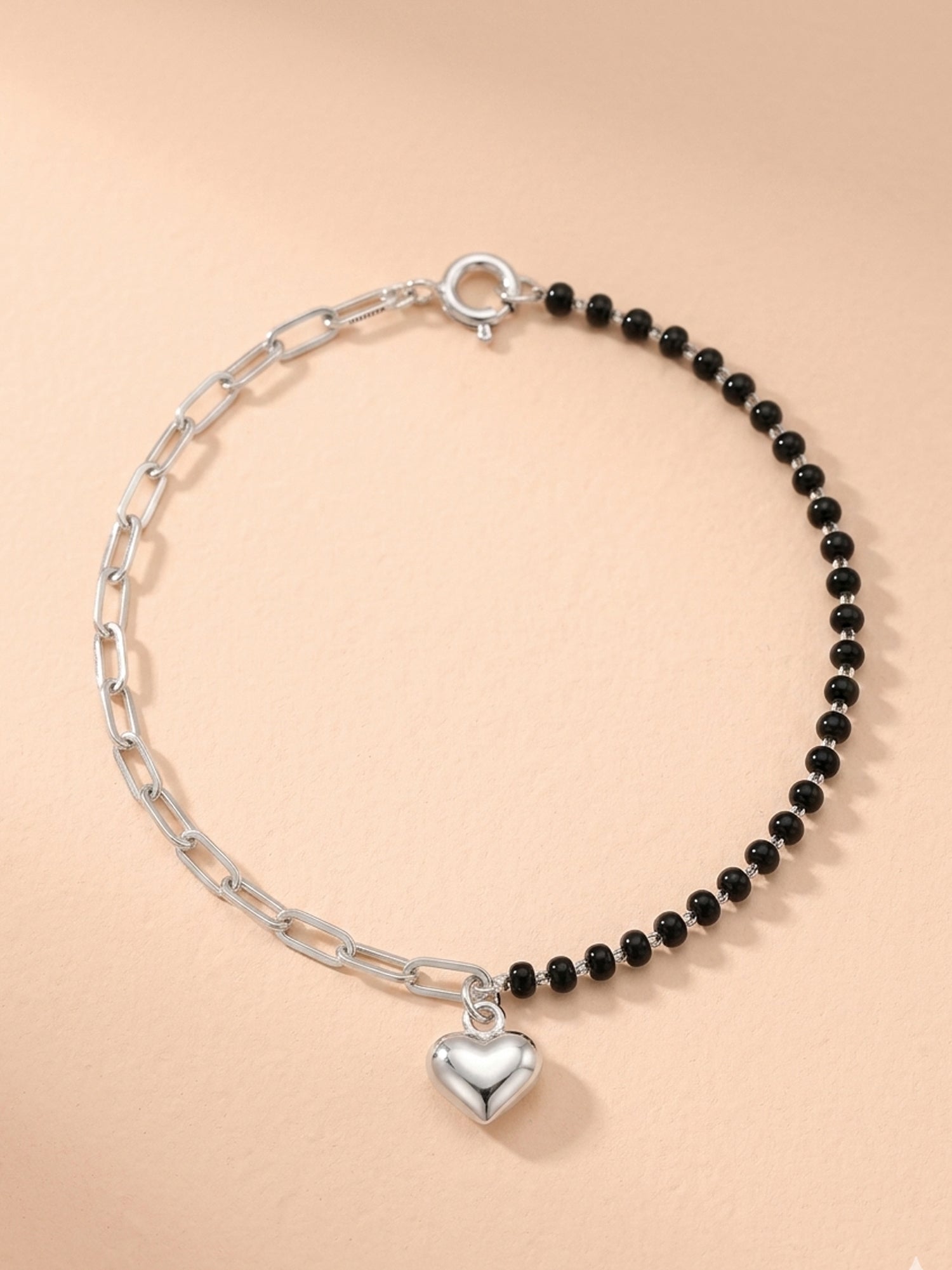 Silver Noir Heart Paperclip Nazariya Bracelet