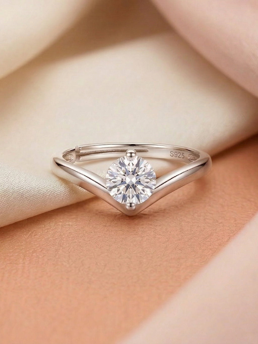 Radiant Chevron Solitaire Ring