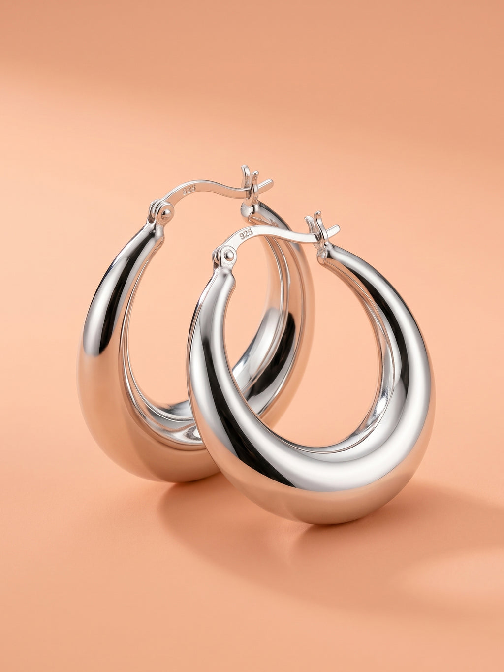 Mirror-Glaze Crescent Hoops