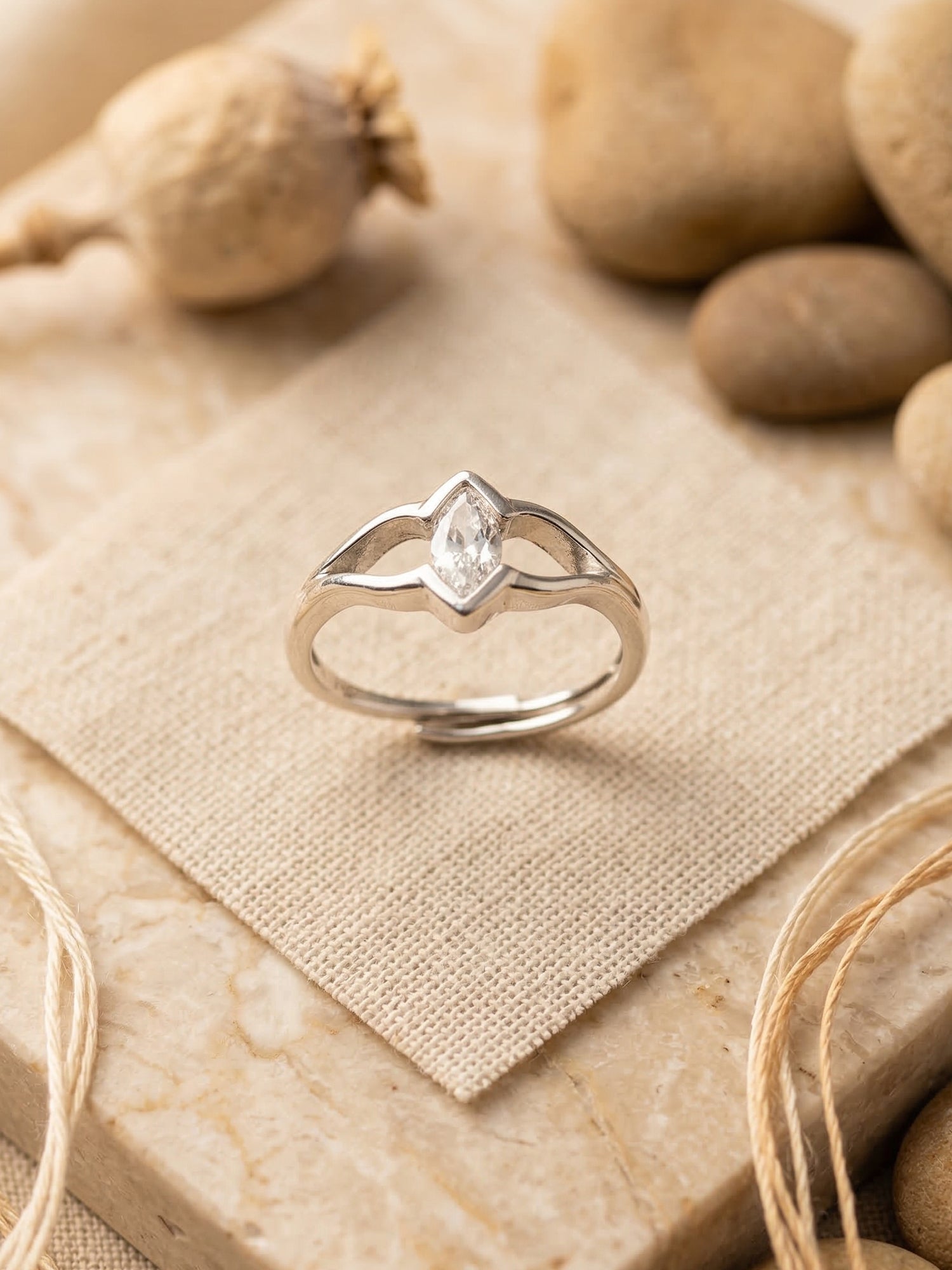 Marquise Stellar Silver Ring