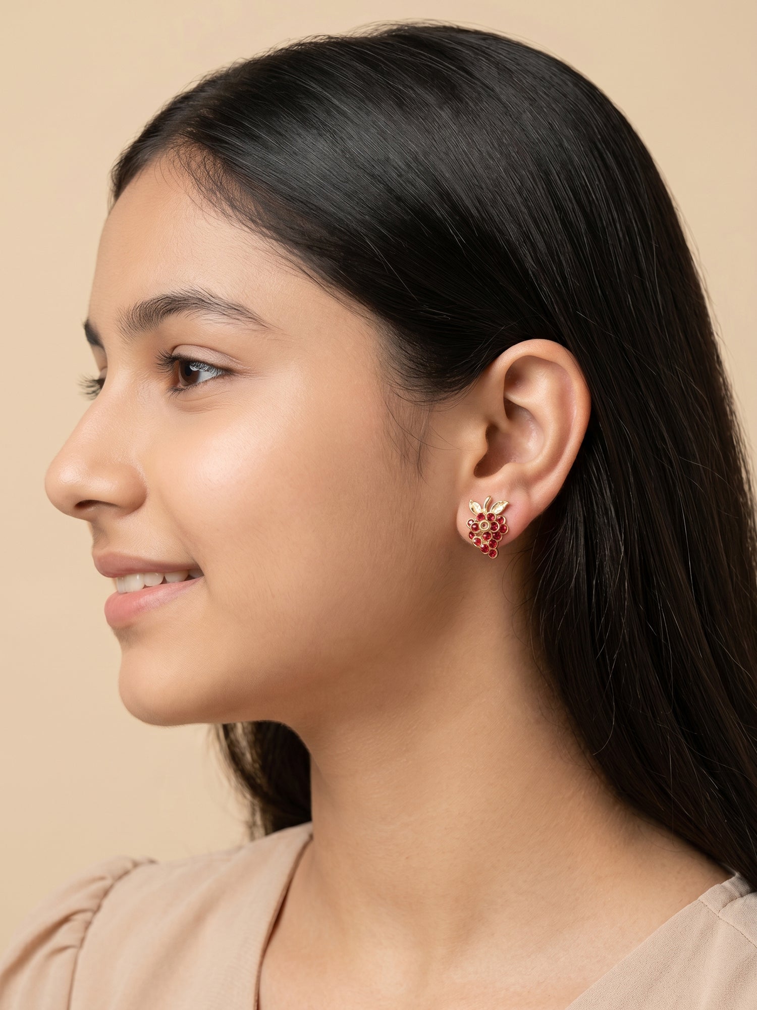 Golden Ruby Grape Studs