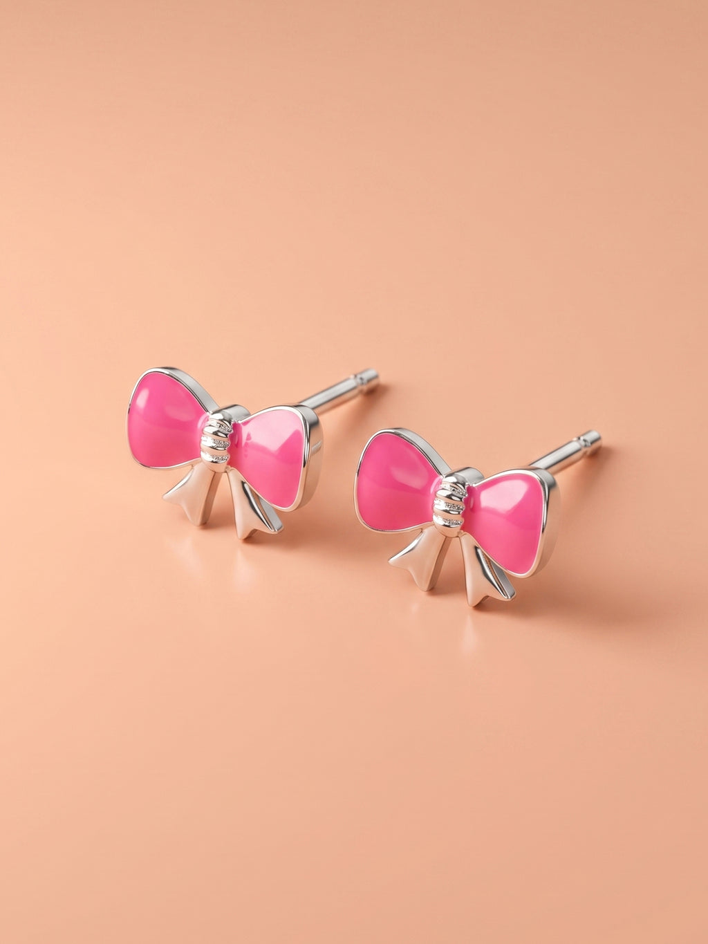 Fuchsia Bow-Knot Studs