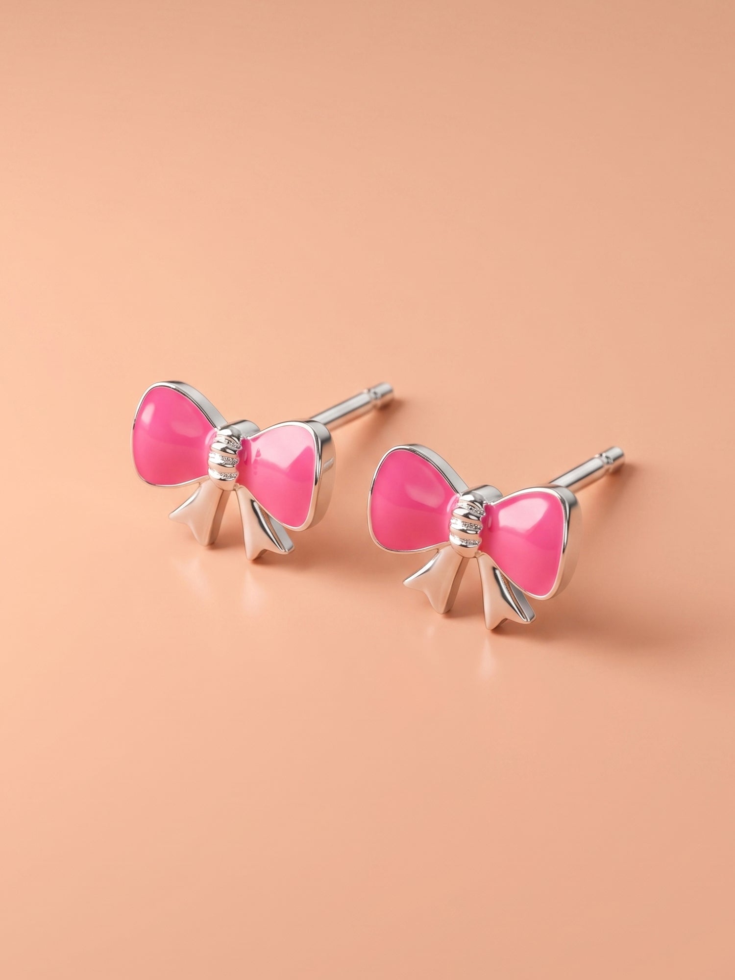 Fuchsia Bow-Knot Studs
