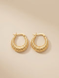 Gilded Ribbed Crescent Hoops