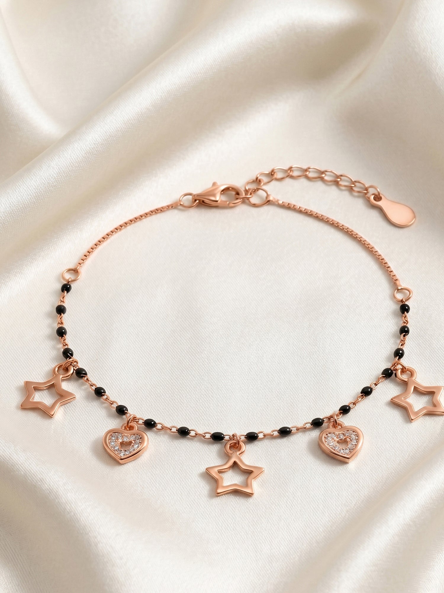 Roseate Celestial Heart & Star Noir Nazariya Bracelet for Kids
