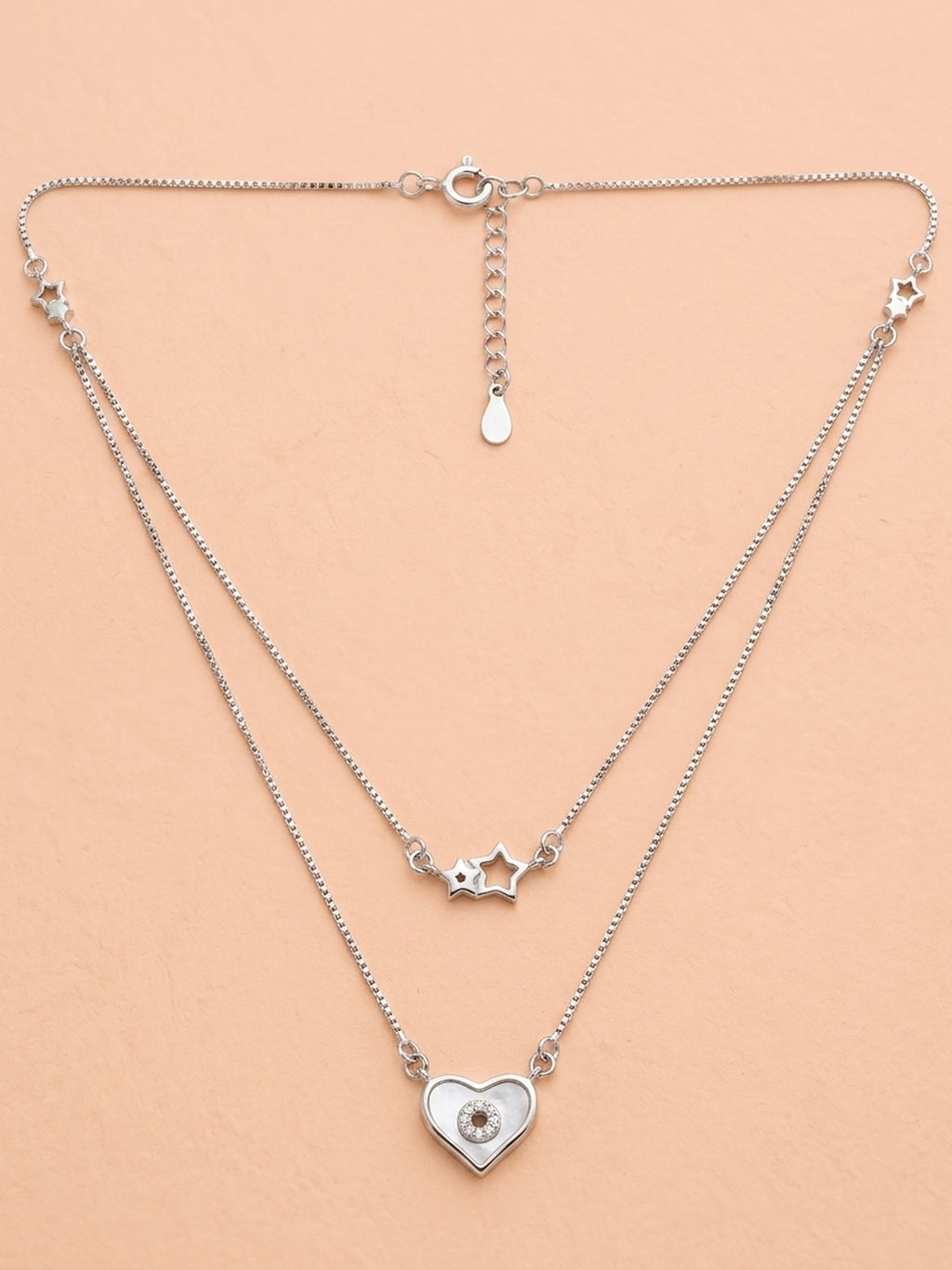 Mother of Pearl Heart & Star Double Layer Necklace