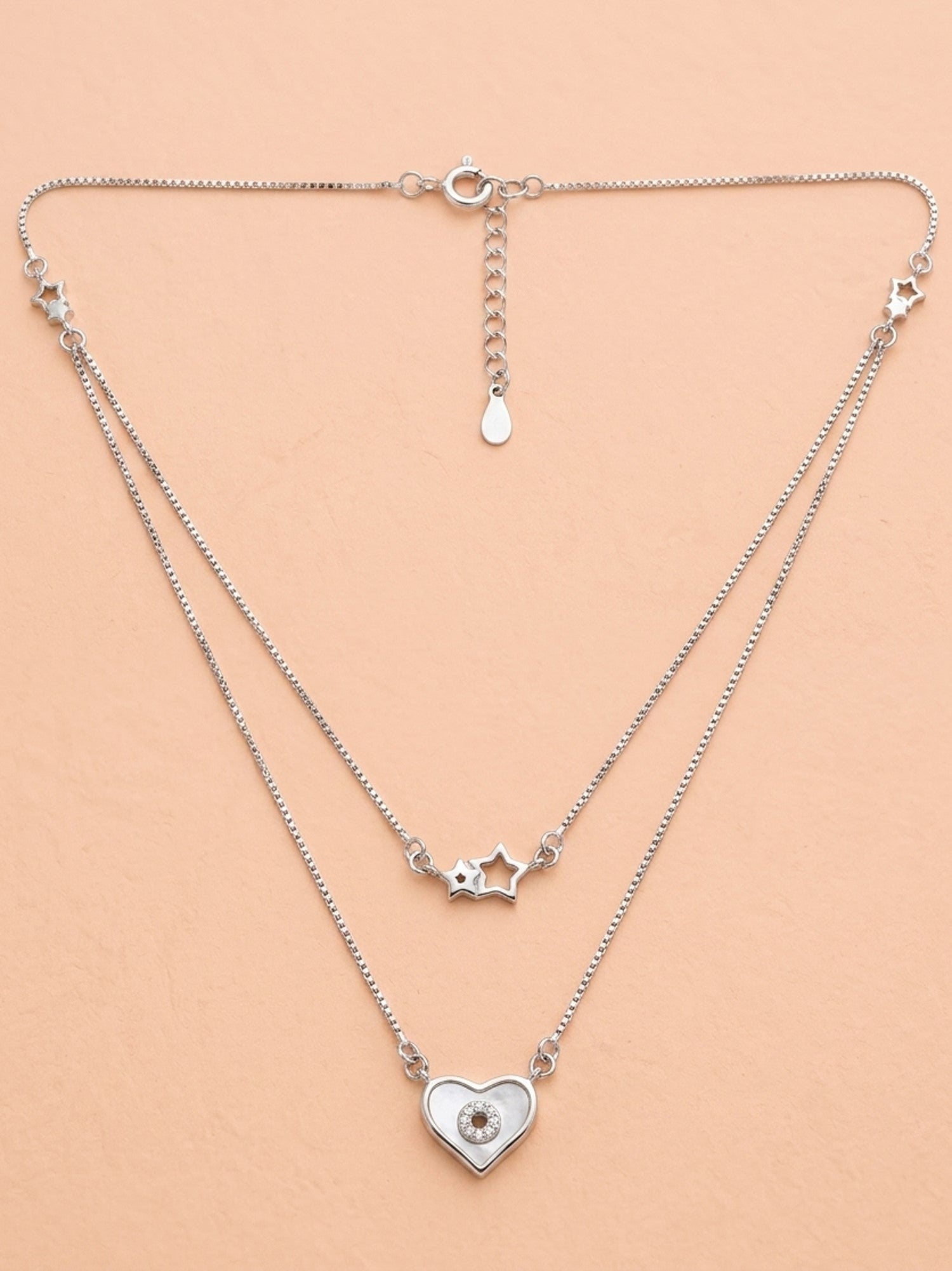 Mother of Pearl Heart & Star Double Layer Necklace