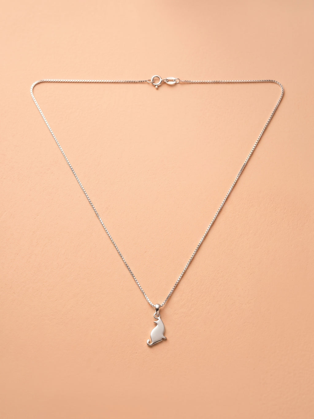 Kids Polished Sitting Cat Pendant Necklace