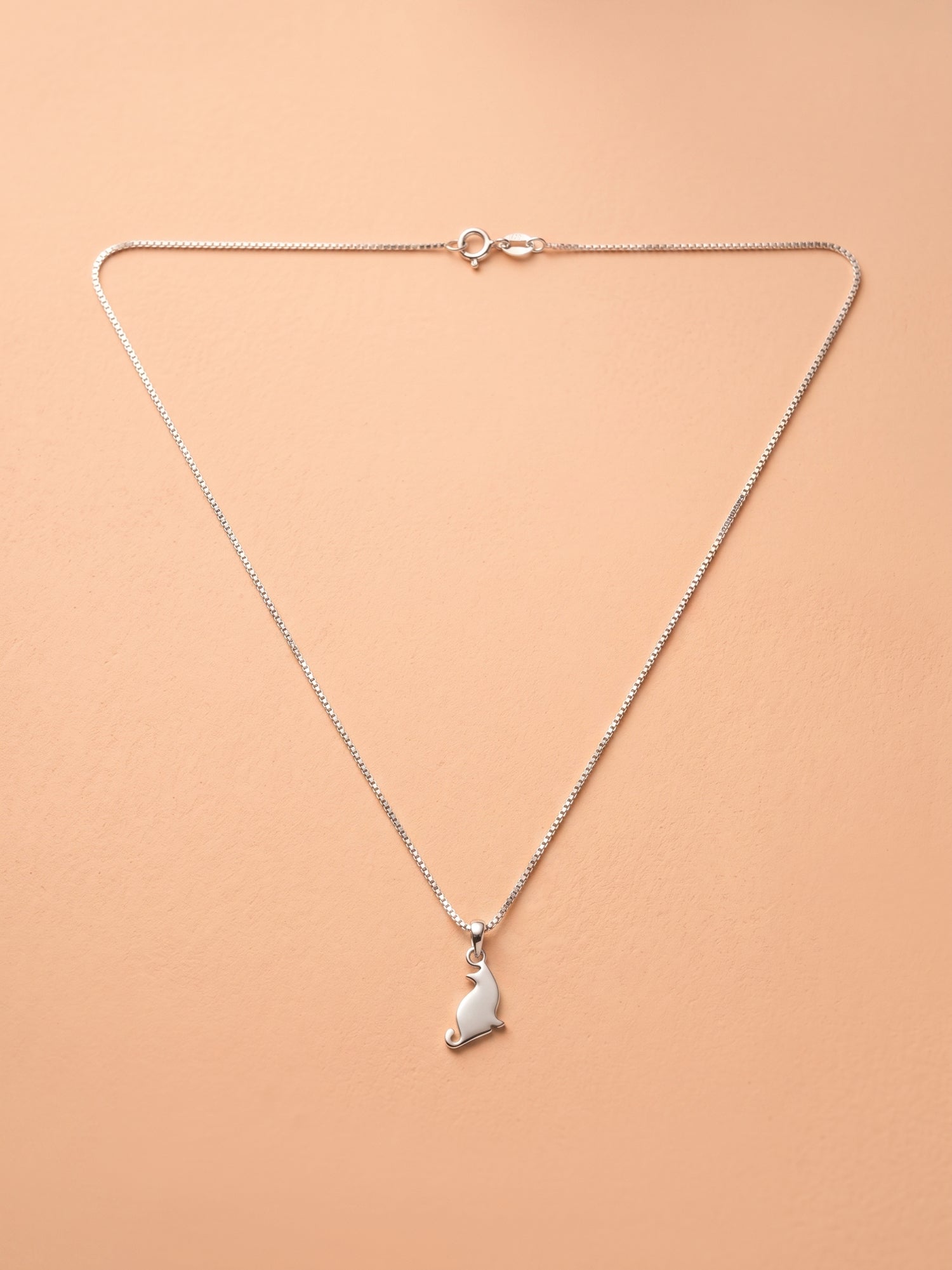 Kids Polished Sitting Cat Pendant Necklace