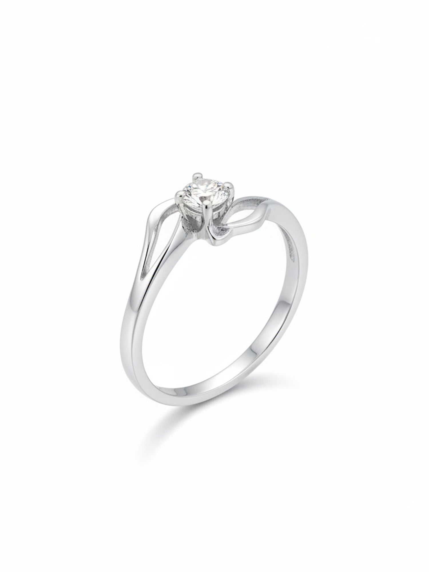 Fluid Wave Solitaire Ring